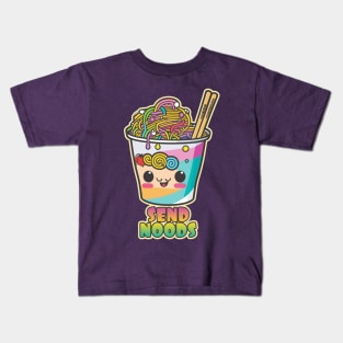 "Send Rainbow Noods" Kawaii Cup of Ramen Noodles Graphic Kids T-Shirt